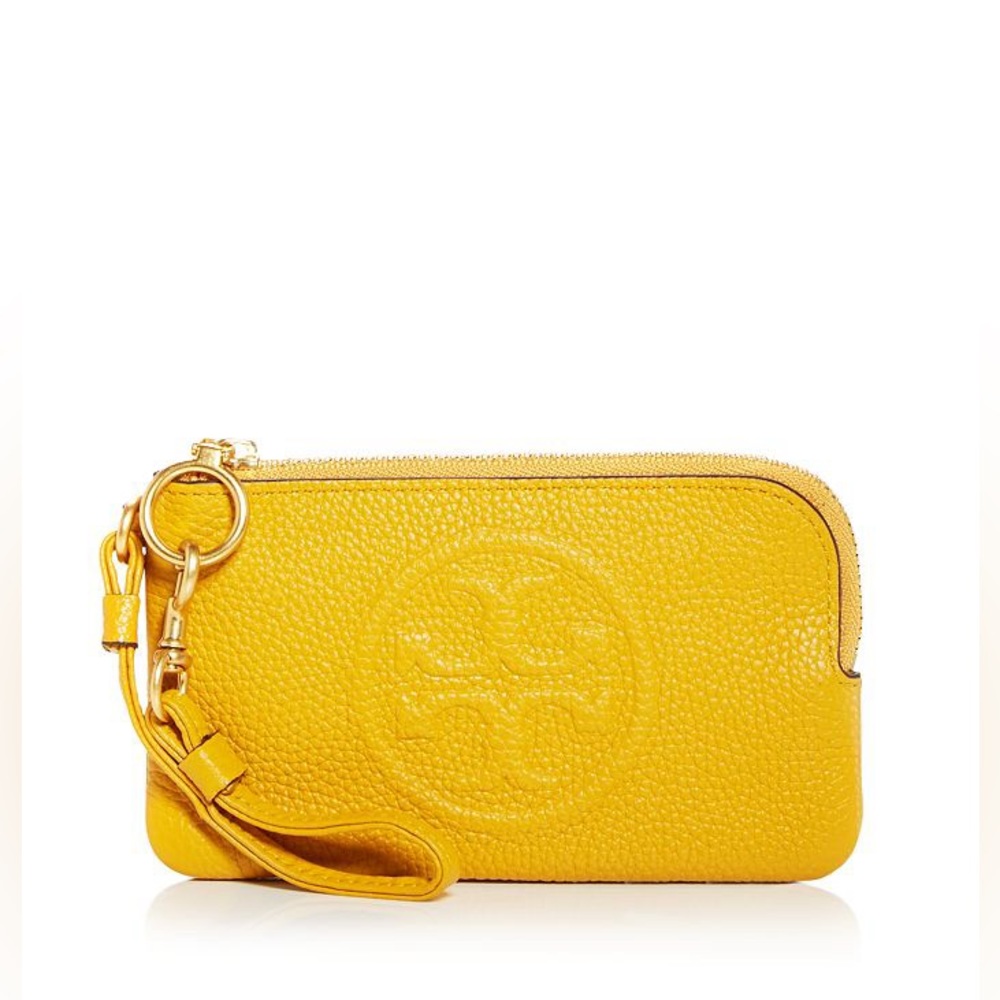 Tory Burch Perry Bombé Leather Zip Card Case Color: Daylily